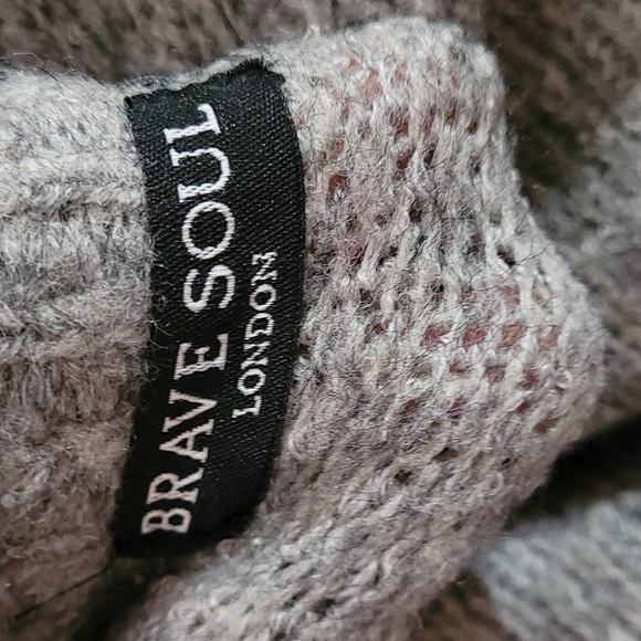 Brave Soul London Wool Alpaca Blend Grey Pink Sweater S - Picture 5 of 6